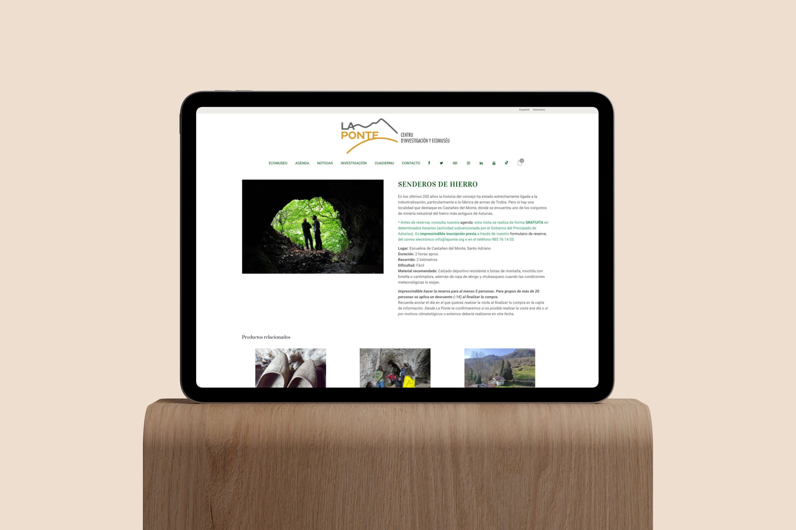Simuación en un Ipad de laponte.org un trabajo de diseño web de Básico Estudio.